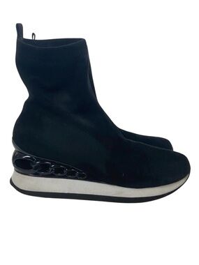 Noa Harmon Bootie Sneakers Womens 7.5 Black Suede High Tops Athletic Shoes